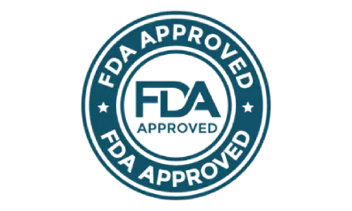 FDA registered facility badge showing compliance with federal dietary supplement manufacturing regulations